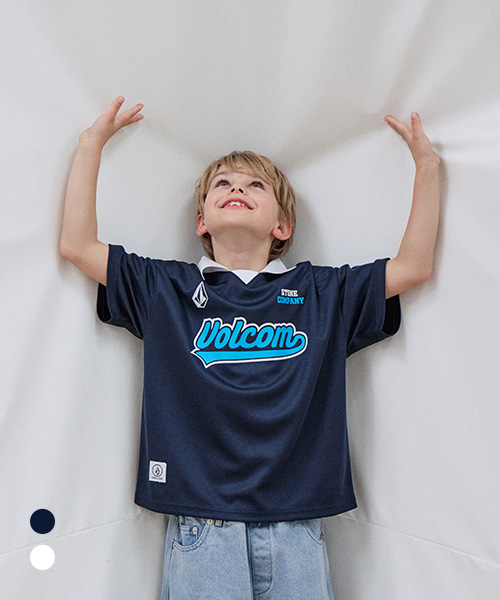 [볼컴키즈] 풋볼 카라 저지 반팔 티셔츠 D5M003_네이비 120